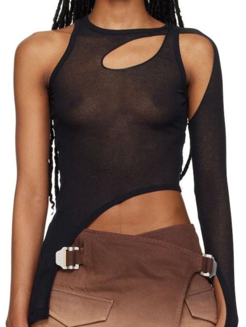 Dion Lee Asymmetric One-Arm Black Top